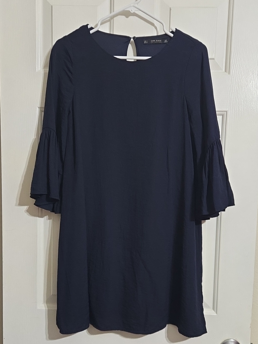 Zara Dark Navy Bell Sleeve Shift Dress